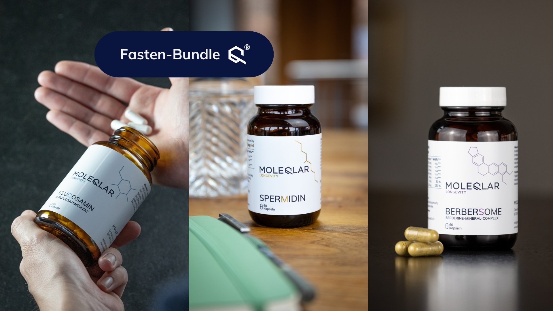 Fasten Bundle von MoleQlar Fasten-Bundle von MoleQlar mit Glucosamin, Berbersome und Spermidin